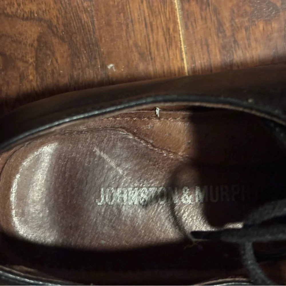 Johnson& Murphy Black Leather Oxford Shoes with Square Toe